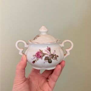 Floral Porcelain Sugar Bowl with Lid